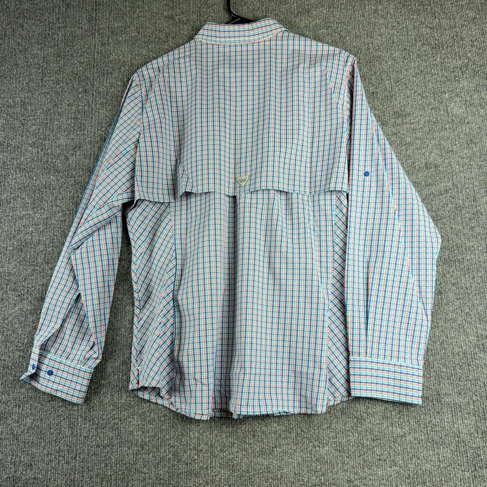Columbia PFG Super Tamiami Shirt Mens XL Plaid Omni-Shade Fishing Long Sleeve